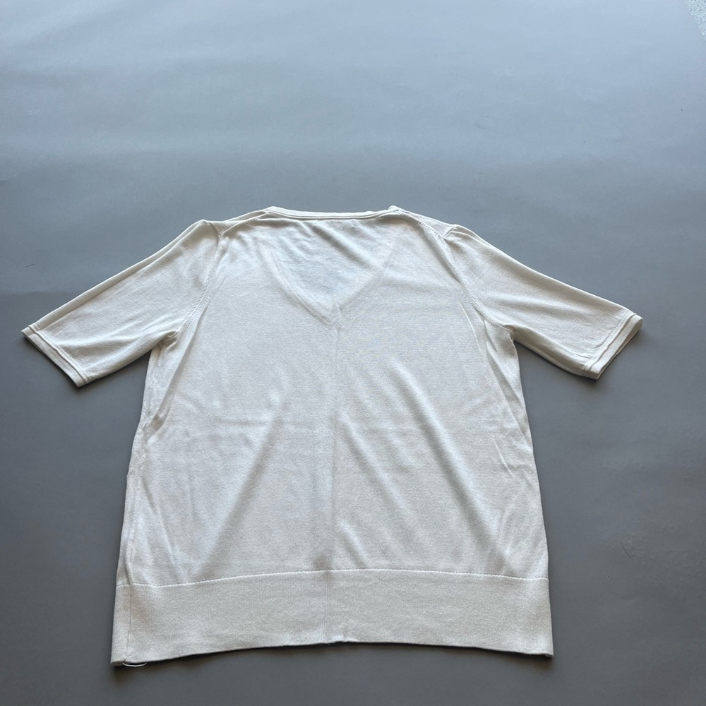 White silk banana republic v neck shirt